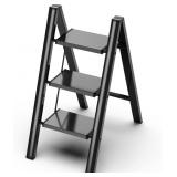 3 STEP LADDER, FOLDING STEP STOOL WITH WIDER PEDAL