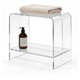 $250 21" ACRYLIC SHOWER BENCH WITH STORAGE SHELF -