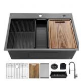 $400 33 IN. DROP-IN SINGLE BOWL 18 GAUGE GUNMETAL