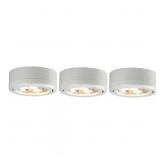 1 LOT OF (6) 3-LIGHT WHITE ROUND UNDER CABINET HAL