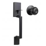 VANCOUVER MATTE BLACK ENTRANCE DOOR HANDLESET WITH