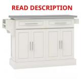 $310 CREAM WHITE METAL TOP 57 IN. KITCHEN ISLAND W