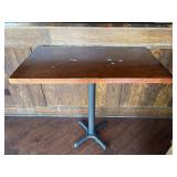43 1/2 X 24 SOLID WOOD BAR TABLE, MAHOGANY FINISH