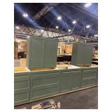 36IN TOP 34.5 BOTTOM SAGE GREEN CABINET SET (7 CAB