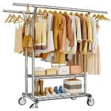 $106 HYSEYY HEAVY DUTY CLOTHES RACK, ROLLING CLOTH
