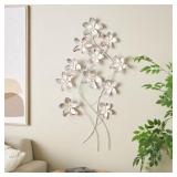 METAL MULTI COLORED FLORAL WALL DECOR WITH SILVER