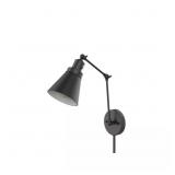 1-LIGHT BLACK PLUG-IN/HARDWIRED SWING ARM WALL LAM