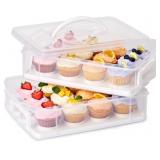 1 LOT (2) SNAPWARE (2-LAYER, 24 CUPCAKES PLASTIC D