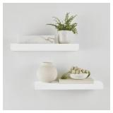MAINSTAYS WHITE 16.5" WOOD FLOATING SHELVES, SET O