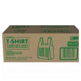 1 LOT (2) SMALL T-SHIRT CARRY-OUT BAGS, 7" X 5" X