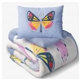 MAINSTAYS KIDS TEXTURED BUTTERFLY COMFORTER SET, T