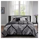 $116 MADISON PARK MARCELLA 6-PIECE BLACK COTTON FU
