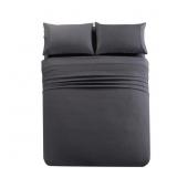 4 PIECE DARK GRAY MICROFIBER FULL BED SHEET SET