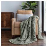 $130 EUCALYPTUS CHUNKY KNIT ACRYLIC THROW BLANKET