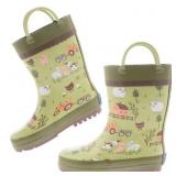 STEPHEN JOSEPH GIFTS BOYS RAIN BOOTS FARM GREEN SI