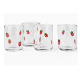 4 PIECE ICON DRINK GLASSES STRAWBERRY 16OZ