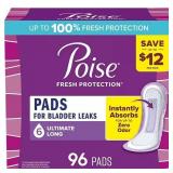 POISE INCONTINENCE PADS FOR WOMEN, ULTIMATE ABSORB