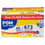 POM POM EMBOSSED 2-PLY TOILET PAPER, WHITE, 45 ROL