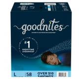 GOODNITES OVERNIGHT UNDERWEAR FOR BOYS, L (68-95 L