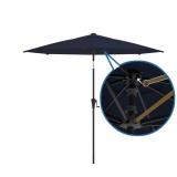 ABOVE 9-FT STEEL BLUE MARKET PATIO UMBRELLA