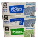 1 LOT OF 2-MM CLEAR FORKS 300 PC./1-MM CLEAR SPOON
