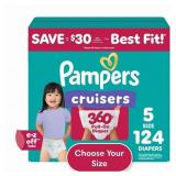 PAMPERS CRUISERS 360 DIAPERS, SIZES 4-7