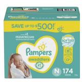 PAMPERS SWADDLERS DIAPERS, SIZE N (NEWBORN UP TO F