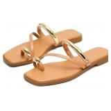 SZ 7 ZJGZF STRAPPY FLAT SANDALS FOR WOMEN COMFORTA