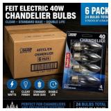 24 BULBS FEIT ELECTRIC 40W CLEAR CHANDELIER STRAIG