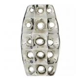 14 IN. SILVER CERAMIC DECORATIVE VASE WITH CUT OUT