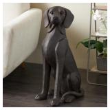 $135 DARK BROWN RESIN SITTING DOG SCULPTURE WITH C