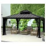 VEIKOUS METAL HARDTOP GAZEBO WITH GALVANIZED DOUBL