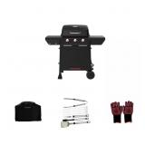 3-BURNER BLACK GAS GRILL, 49 IN. COVER, 8-PIECE TO