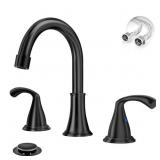 8 IN. 3 HOLE WIDESPREAD MATTE BLACK BATHROOM FAUCE