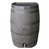 $111 50 GAL. RAIN BARREL WALNUT COLOUR WITH BRASS