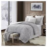 $113 PREMIUM ULTRA-SOFT 3-PIECE GREY FAUX FUR REVE