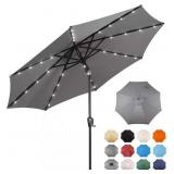 9 FT. STEEL MARKET SOLAR LIGHTED 8-RIB ROUND PATIO