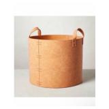 NWT LARGE FAUX LEATHER STORAGE BIN BASKET WITH HAN