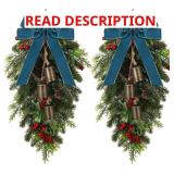 DAIFUNLI 2 PACK CHRISTMAS TEARDROP SWAGS 23.6" ART