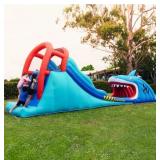 $300 HAPPY HOP SHARK ATTACK DOUBLE SLIDE INFLATABL