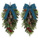 DAIFUNLI 2 PACK CHRISTMAS TEARDROP SWAGS 23.6" ART