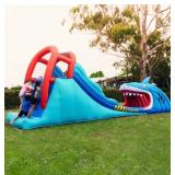 $300 HAPPY HOP SHARK ATTACK DOUBLE SLIDE INFLATABL