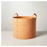 HEARTH & HAND FAUX LEATHER STORAGE BIN CAMEL BROWN