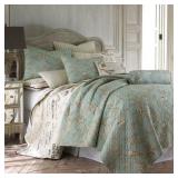 $118 LYON TEAL 3-PIECE TEAL FLORAL TOILE COTTON FU