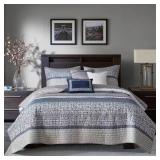 MELODY 6-PIECE NAVY MICROFIBER FULL/QUEEN QUILT SE