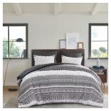 MILA 3-PIECE GRAY COTTON KING/CAL KING COMFORTER S