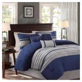 $135 TEAGAN 7-PIECE BLUE MICROFIBER KING COMFORTER