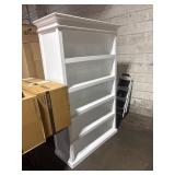 77.5IN X 45.5IN 4 TEIR WHITE WOODEN BOOK SHELF