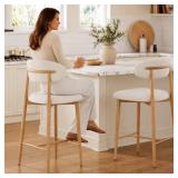 $160 MID CENTURY MODERN BAR STOOLS SET OF 2, BEIGE
