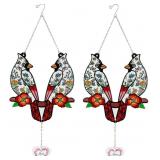 STAINED GLASS WINDOW HANGING ORNAMENT 2 PACK PANEL